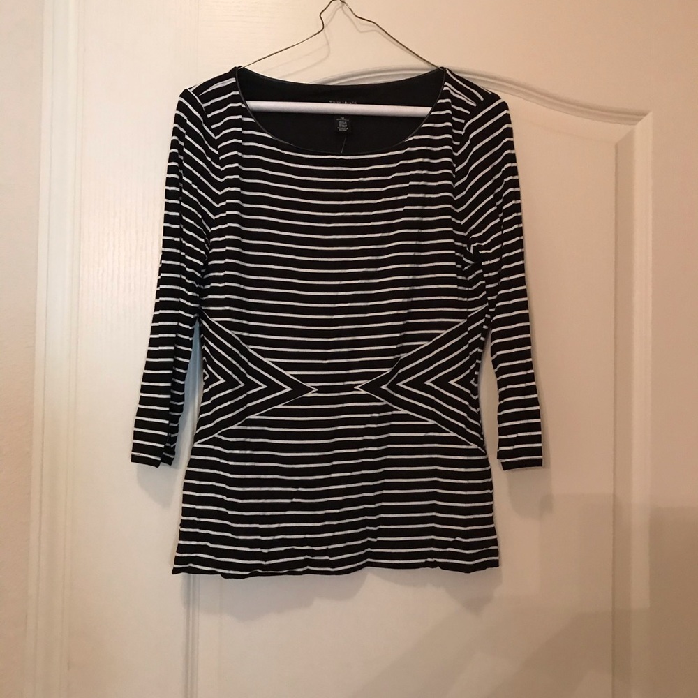 NWT WHBM black and white striped top SZ M